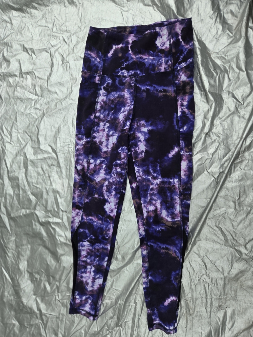 Girls' Purple Tie-Dye High-Waist Leggings